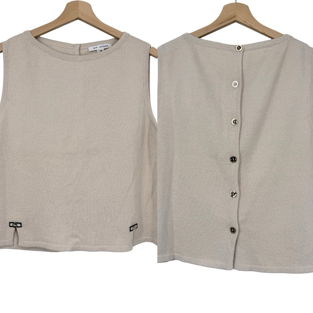 St. John Santana Knit Sleeveless Top Sz 14
